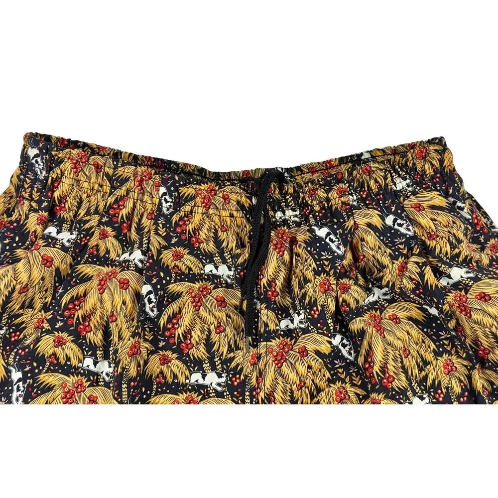 Vintage 90s Big Dogs Men's Large Tropical Palm Tree and Dogs Design Swim Trunks